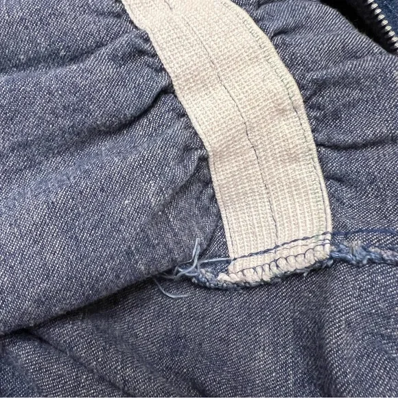 1970s Denim Jumpsuit Collared With Pockets Wide Leg Stretch Waist No Size C Pics - Picture 16 of 16